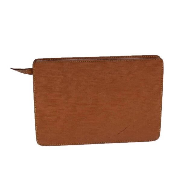 LOUIS VUITTON Epi Pochette Homme Clutch Bag Brown Zipang gold - Picture 3 of 16